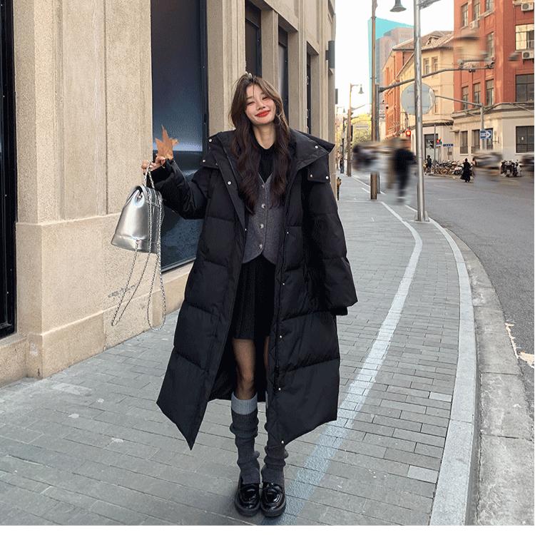 Утолщенная длинная хлопковая куртка для зимней пары, студентов колледжей, пальто выше колена - Выбор влюбленных