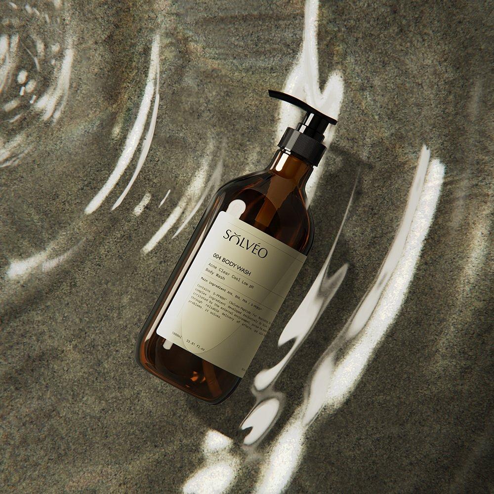 Solveo Acne Clear Охлаждающий слабокислый успокаивающий гель для душа для тела, большой объем 1000 мл