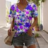 Summer New 3D Printed V-neck Women's Loose Casual Short Sleeved T-shirt