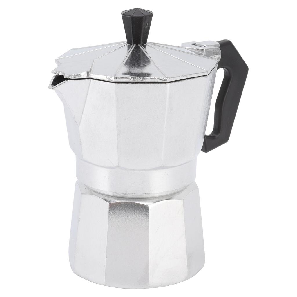 Moka Pot 150ml Aluminium Octagonal Household Heating Rustic Style Silver Camping Coffee Makers for Office