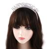 Pearl Zinc Zinc Alloy Queen Letter Birthday Hair Hoop Rhinestone Crown Happy Birthday Headband Female Jewelry