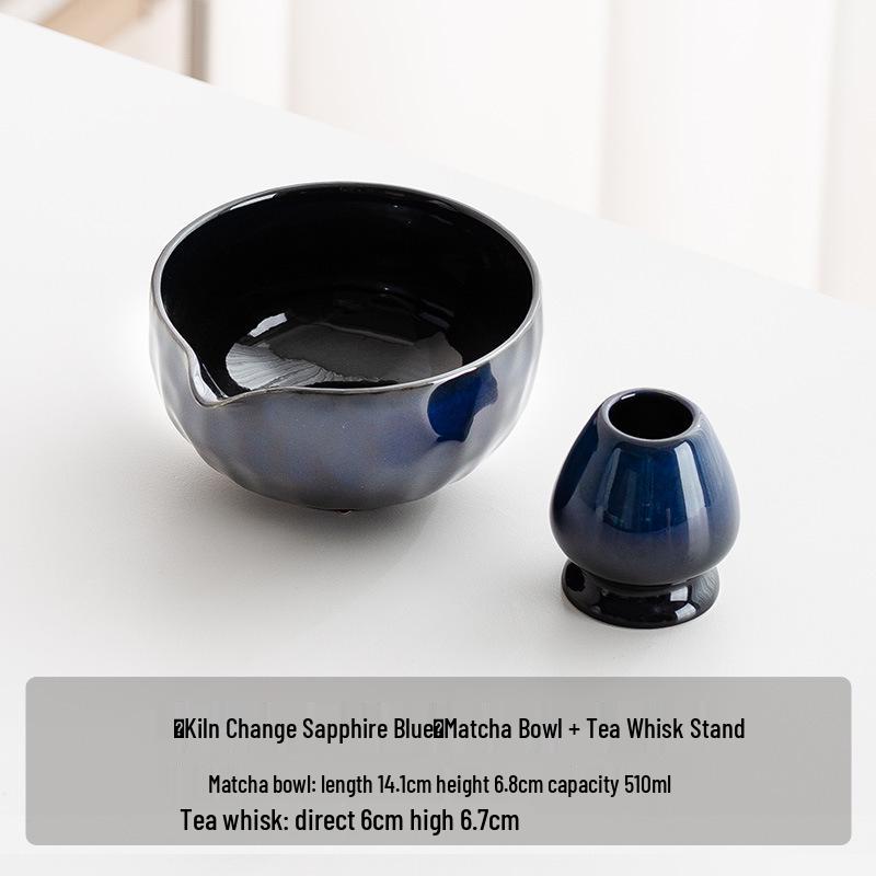 Handmade Japanese Matcha Ceramic Tea Bowl and Bamboo Whisking Tool