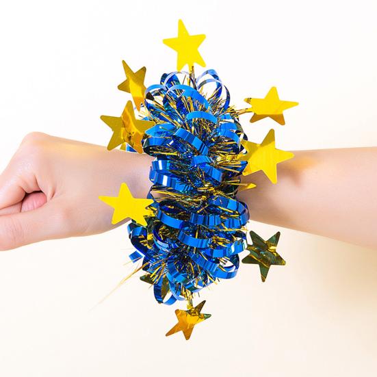 2 шт., детский танцевальный браслет на запястье, цветок, звезда, декор, яркие цвета, эластичная резинка, браслет, детская одежда для выступлений, аксессуар для вечеринки