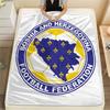 Bosnia and Herzegovina national football logo Printed Flannel Blanket, soft throw for bedroom sofa, washable,soccer fan merchandise, great gift.