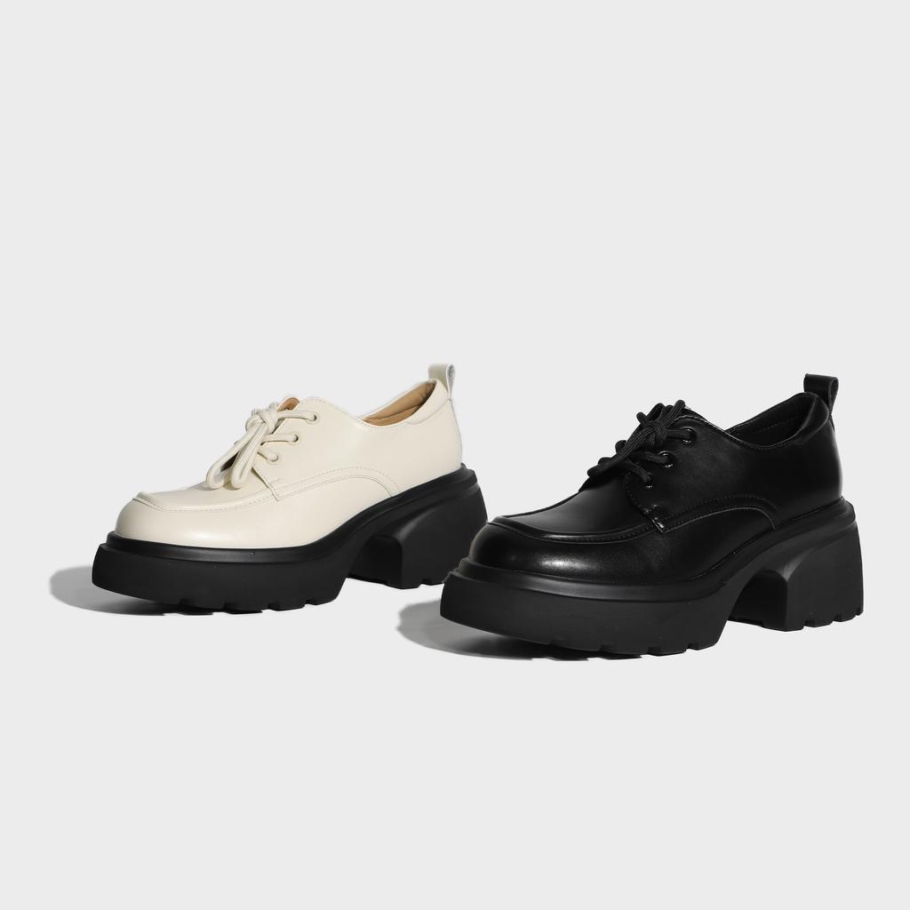 Весна 2025 новая модная цветовая платформа маленькие кожаные туфли женские британский стиль шнуровка спереди однотонные лоферы женская обувь Хуэйчжоу