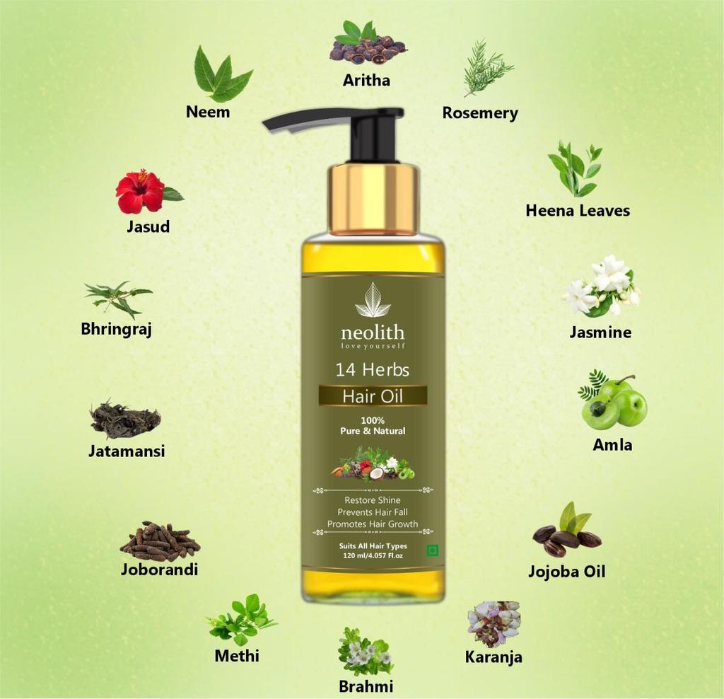 Neolith 14 травяных масел для кожи головы и волос для контроля выпадения волос, питания кожи головы, восстановления роста волос || 100 МЛ