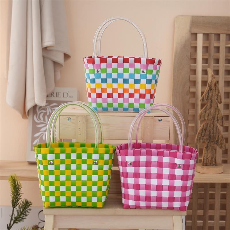 Sweet and Cute Handbag Handwoven Bag with Gift Basket Fashion Vegetable Basket Bag Versatile Beach Bag