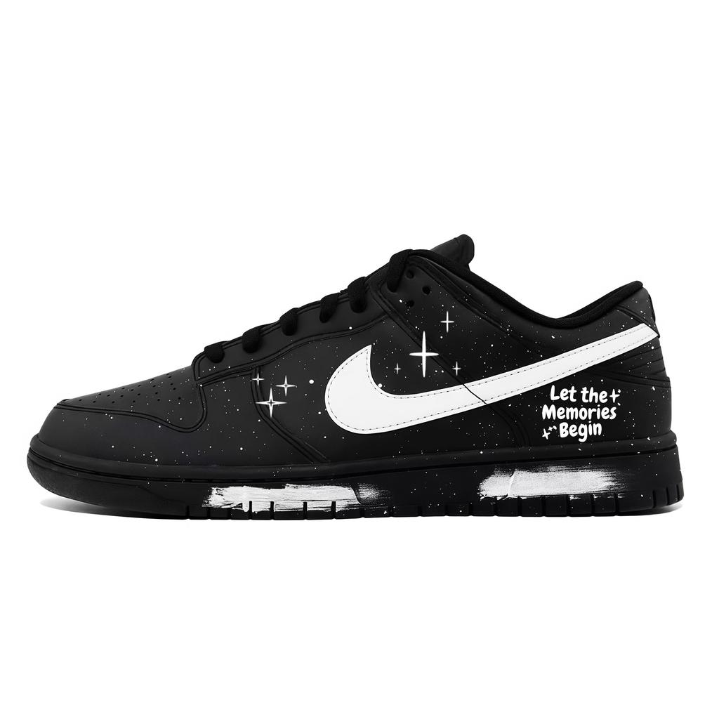 Nike Dunk Starry Memory Begins Abrasion Resistant Abrasion Resistant Low top Skateboard Shoes Unisex Black IO7606-010(Team266-)