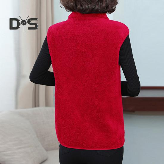 Женский осенне-зимний однотонный плюшевый жилет с воротником-стойкой, карманы без рукавов, карманы на молнии, утолщенный двухсторонний флисовый жилет, пальто