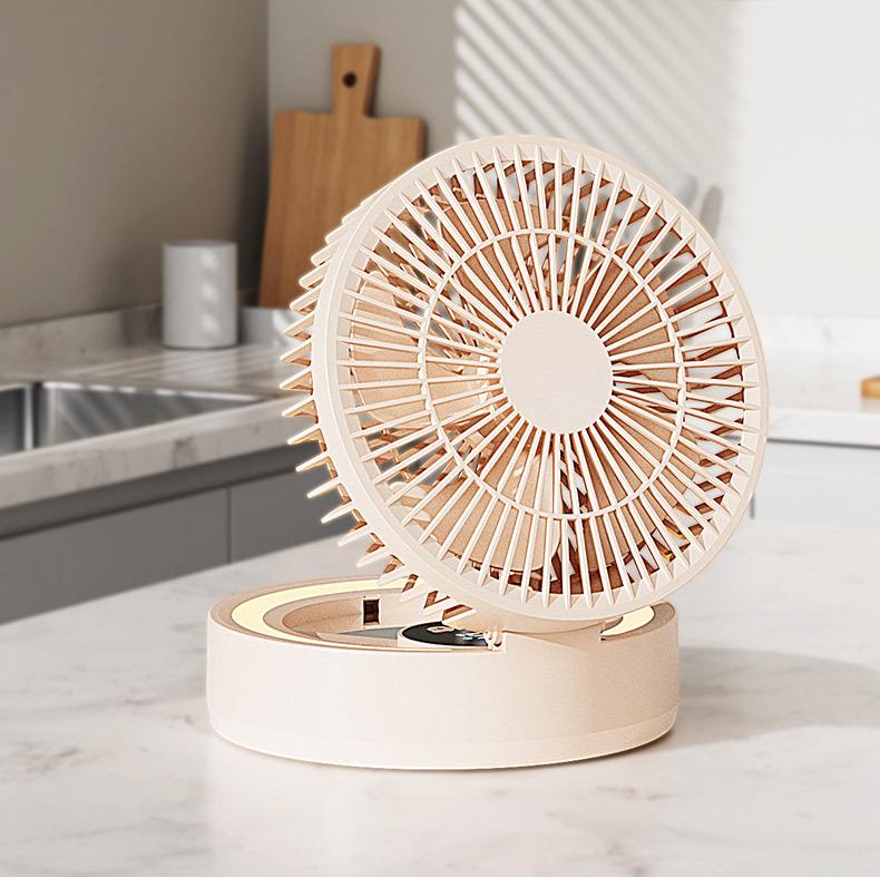 Foldable USB Fan with Mirror: Compact Multi-Functional Fan for Home, Office, or Dorm.