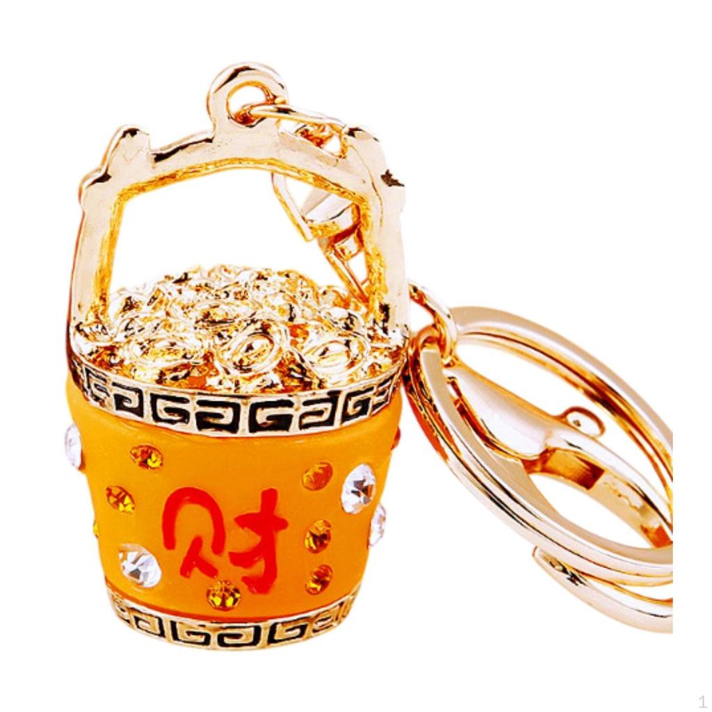 Feng Shui Bucket of Good Fortune Keychain Yuan Bao Amulet Keychain,Creative,Harmony Porsperity Bag