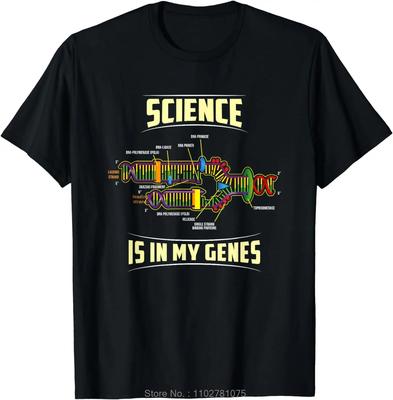 Летняя хлопковая футболка Camisetas Наука в моих генах Мужская одежда ДНК Биолог Учитель Фитнес Футболка Гик Наука Хлопковая футболка