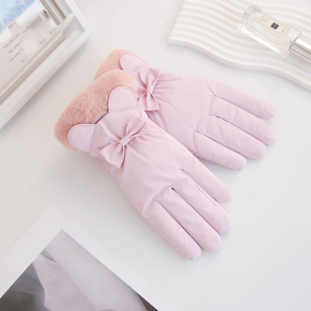 Woman Winter Warmer Cute Panda Plush Velvet Touch Screen Gloves Girls Outdoor Skiing Riding Mittens