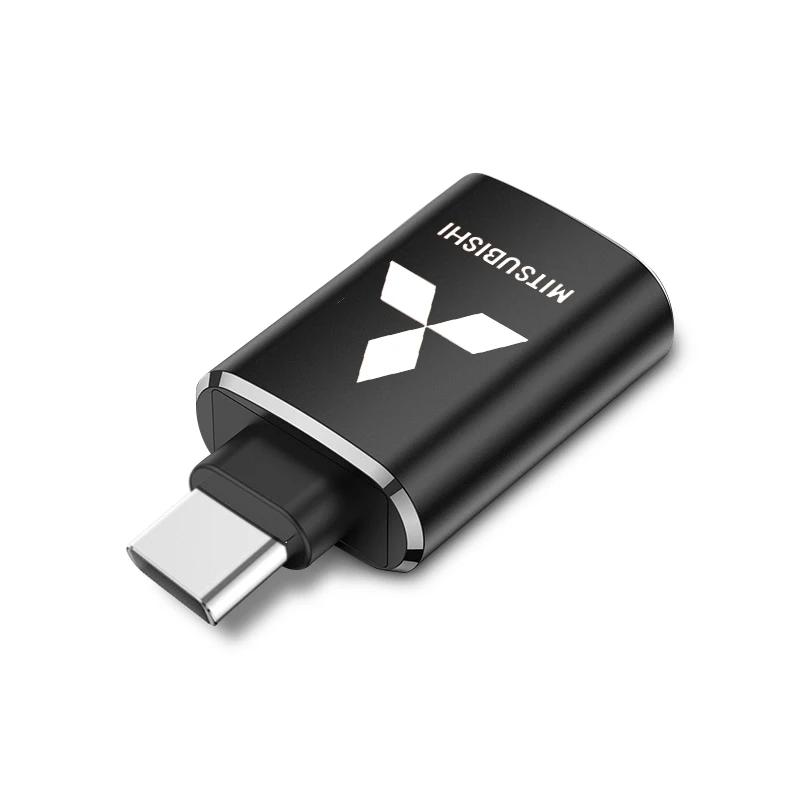 djsc4 Car Usb Type C Cable Converter Charging Adapter For Mitsubishi ASX Lancer Pajero Outlander L200 EVO Lancer EX Car Accessories