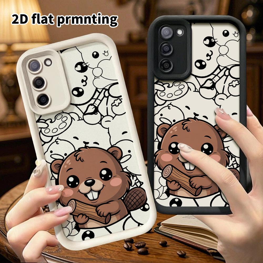 Чехол для телефона: 2D плоский, подходит для Samsung Galaxy A34 A35 M05 M06 S20 S22 S21 FE Plus 5G защитный чехол, бобр, обнимающий кусок дерева, идеальный Крис