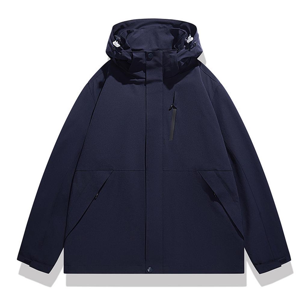 Мужская однотонная куртка Куртка в стиле легкой рабочей одежды Мужская модная спортивно-повседневная куртка с капюшоном