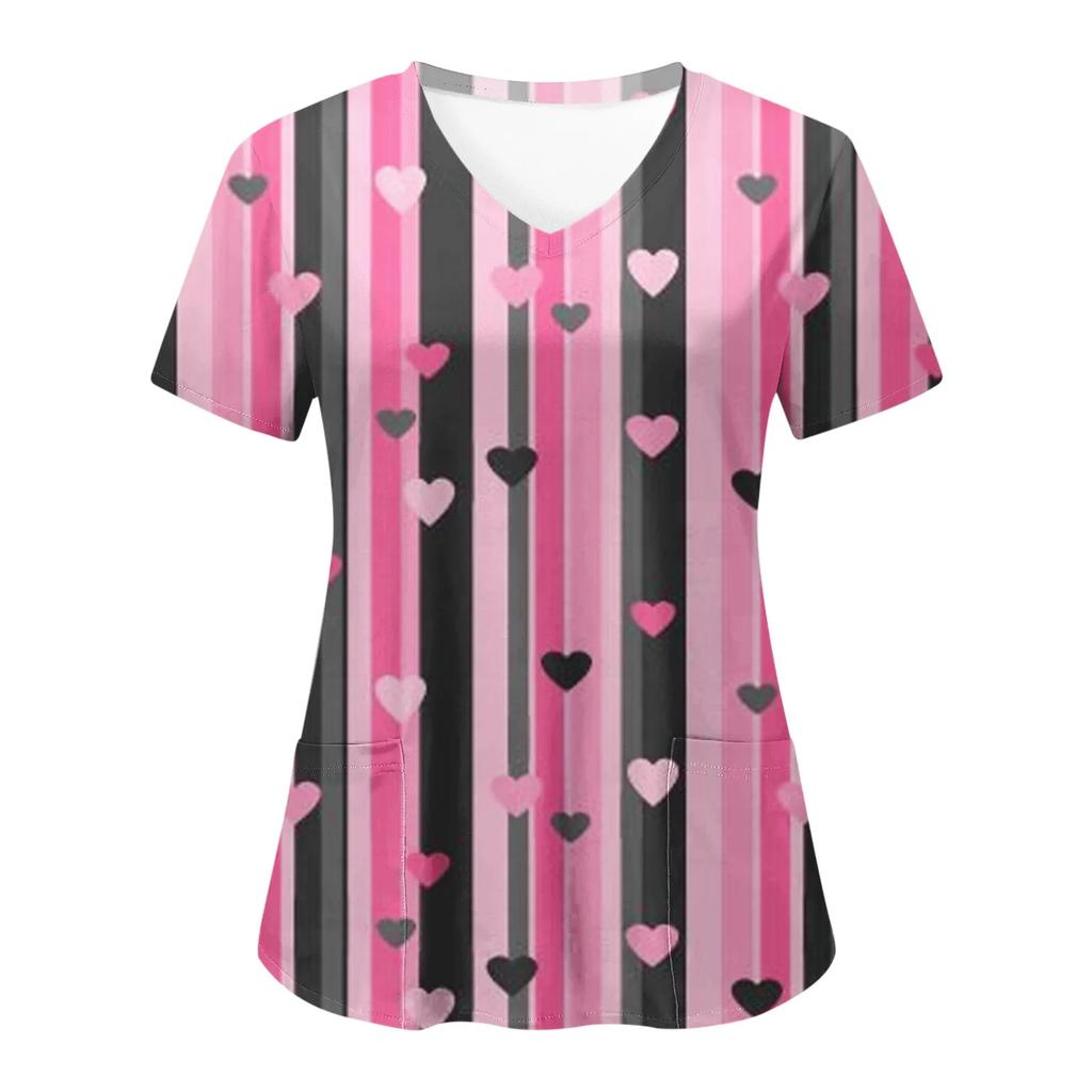 Женская цветочная форма для медсестер, женская униформа с коротким рукавом и V-образным вырезом, медицинская форма для медсестер, блузка, топ, униформа