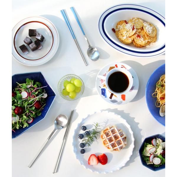 French Blanc Ceramic Color Premium Cutlery Set for 2, Cream, Gray, 2 Spoons + 2 Pairs of Chopsticks, Korean Popular Tableware