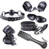 Red Black 6Pc Spanking Paddle Gag Cuffs Collar Blindfold  Kink Fetish Kit  Starter Kits