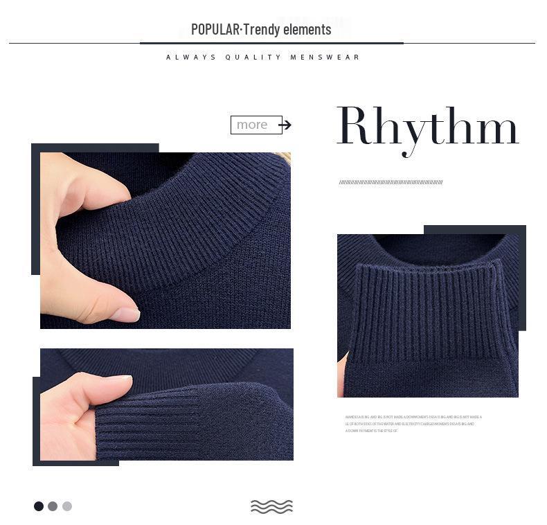 Men's Thickened Wool Sweater 450g - Autumn/Winter 2025 Fashion Embroidered Base Layer