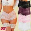 4Pcs/Set Women Panties Hollow Out Lace Mid Waist Elastic See-through Star Lace Four Cornered Pants Women Underpants