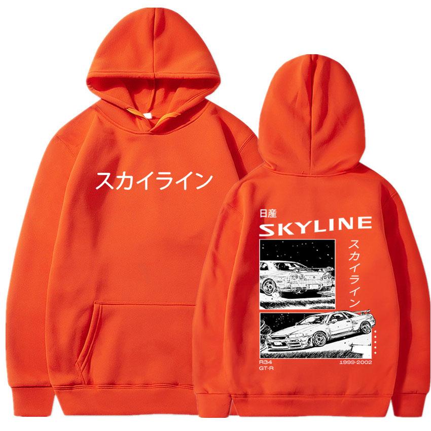 Толстовка с капюшоном Drift из японского аниме AE86 Initial D, двусторонние толстовки с капюшоном унисекс R34 Skyline GTR JDM, повседневные свободные пуловеры