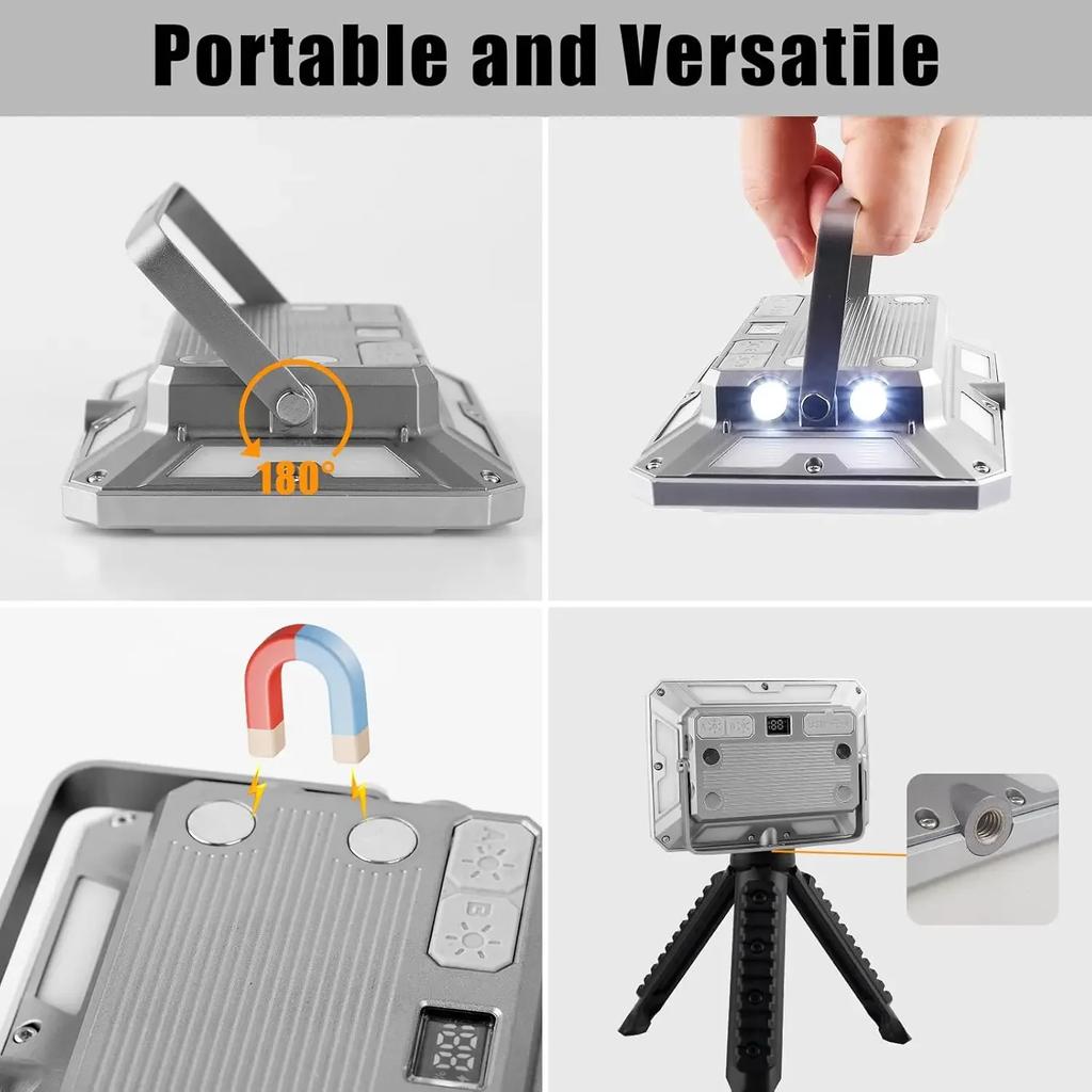 50W Rechargeable Work Light 7 Lighting ModesMagnetic Work Light Battery Powered Waterproof116 LEDS USB for Camping Fishing