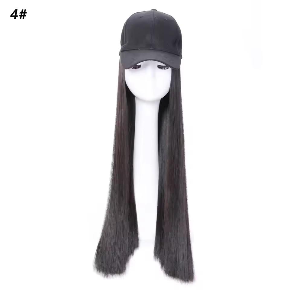 Hair Wig With Baseball Cap Straight&Wave Curly Hair Women Girl's Wigs