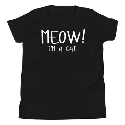 Мяу, я кот! Забавный ленивый Хэллоуинский костюм, наряд, молодежная футболка с коротким рукавом