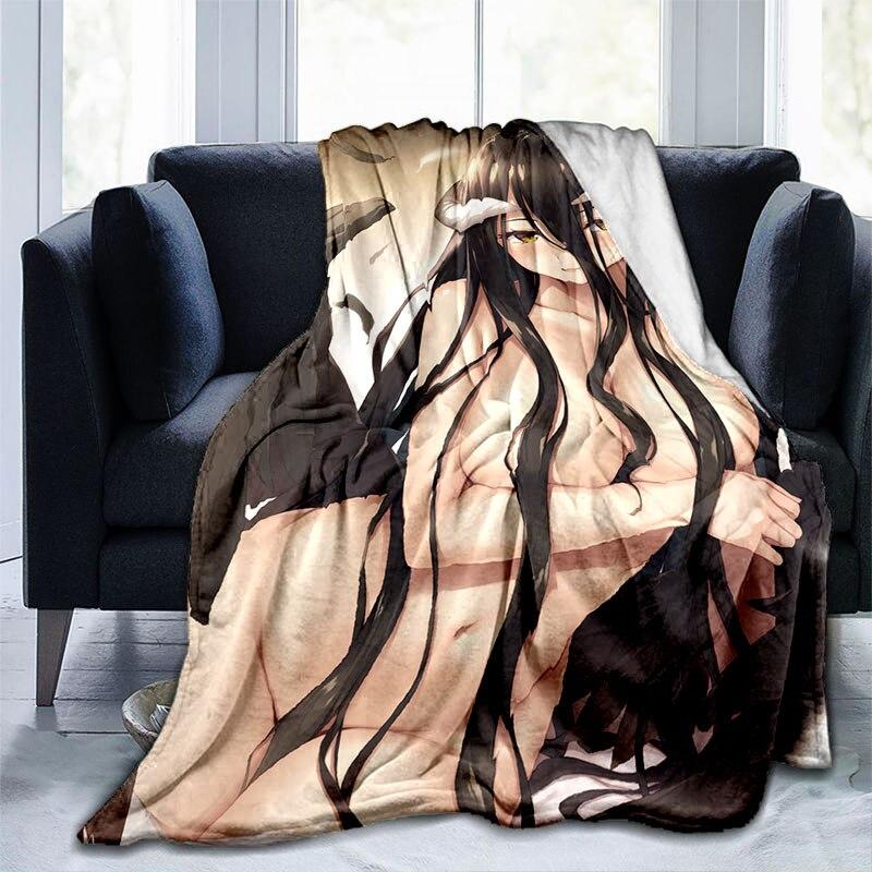 Сексуальное аниме-одеяло для девочек Albedo Pin Up для девочек, красивое фланелевое теплое одеяло для взрослых, покрывало с 3D принтом, мужской диван-пещера, декор для кемпинга