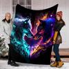 1pc Wolf Printing Lightweight Flannel Blanket, Comfortable and Warm Blanket, for Camping Sofa Bed and Couch Office, Gift Blankets in