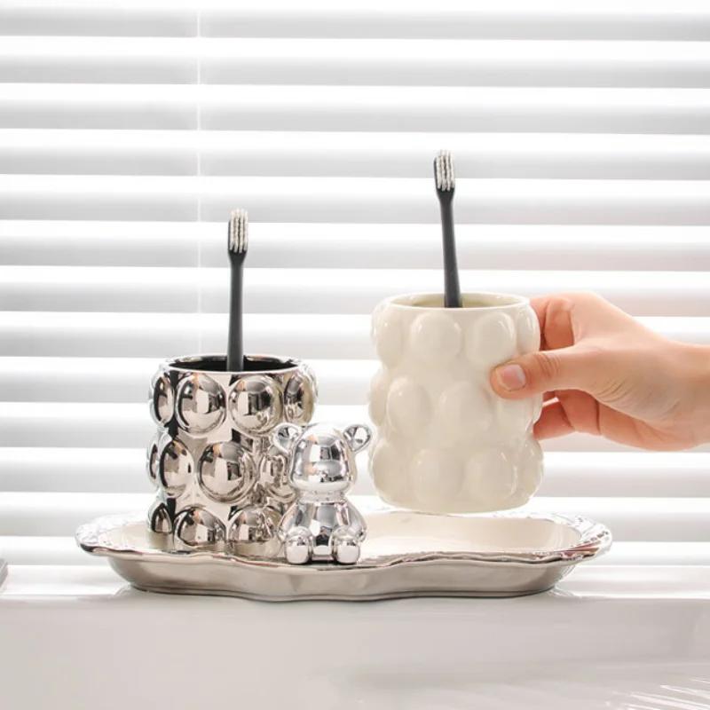 Керамические стаканчики для ополаскивания полости рта, набор для чистки зубов, стакан для парного мытья, принадлежности для ванной комнаты, туалетные принадлежности, стаканы для ванной, поднос для зубных щеток