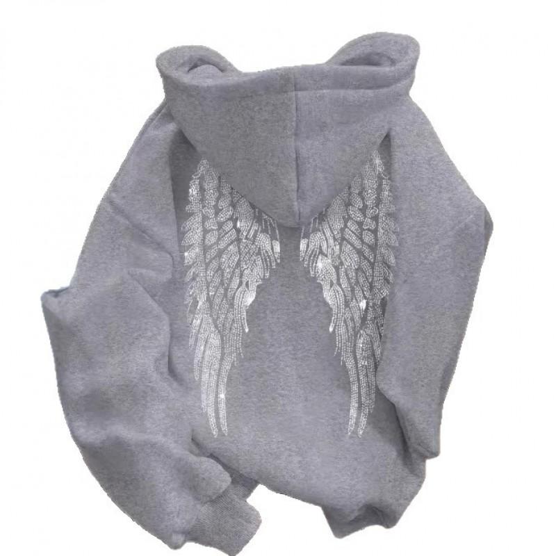 Trendy Minimalist Wing Print Hoodie Loose Fit Casual Sweatshirt Teens
