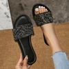 35-43 Большие тапочки 2024 Женские Новые Круглые Головки Роскошные Водные Алмазные Женские Туфли Нескользящие ПУ Пляжные Платье Тапочки