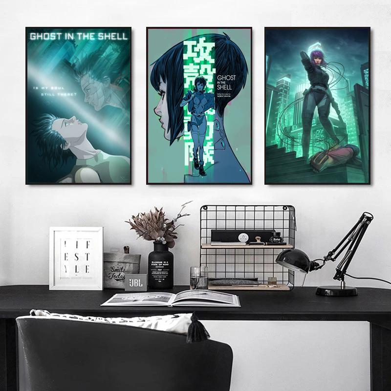 Ghost In The Shell Fight Police Future Sci-Fi Poster and Prints Japan Anime Canvas Printing Wall Art Picture for Room Home Decor