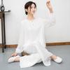 2025 Ethnic Cotton Linen Zen Meditation & Tea Suit: Chinese-Style Tai Chi Two-Piece Women's Set