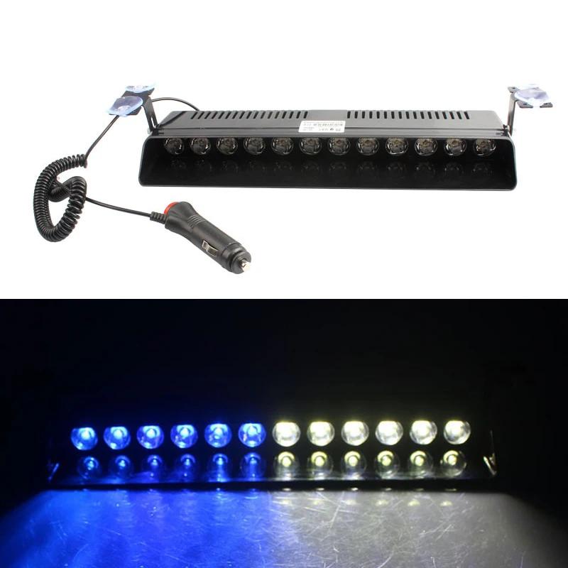 12V Car Strobe Flashing Lights Lamp 12LED Emergency Warning Light Truck Car Windshield Suction Cup Flashing Red/White/Blue