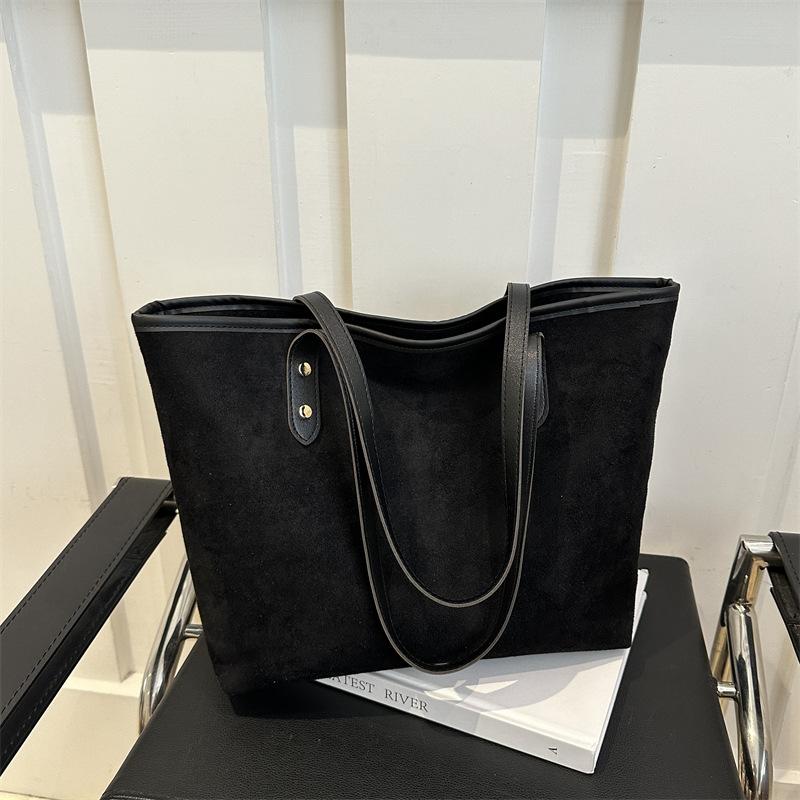 Повседневная сумка через плечо большой вместимости, однотонная ретро-сумка-тоут, студенческая сумка для учебы и работы