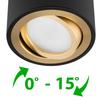 Surface-Mounted Halogen Spot Luminaire, Movable, Amat-S Insert, Round, Black-Gold