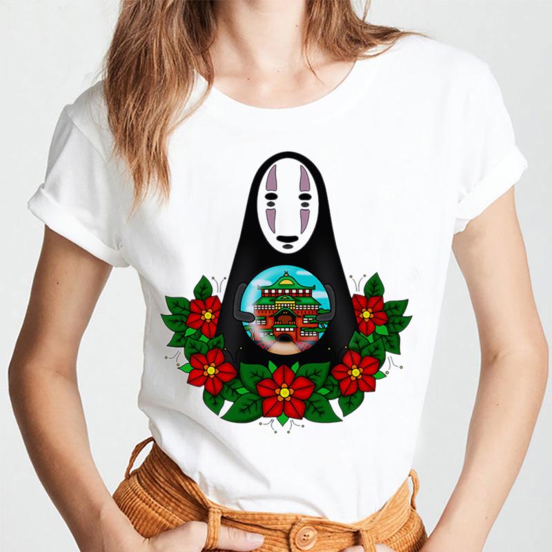 Мужские футболки Faceless Manga Print Summer из чистого хлопка с круглым вырезом и короткими рукавами для женщин