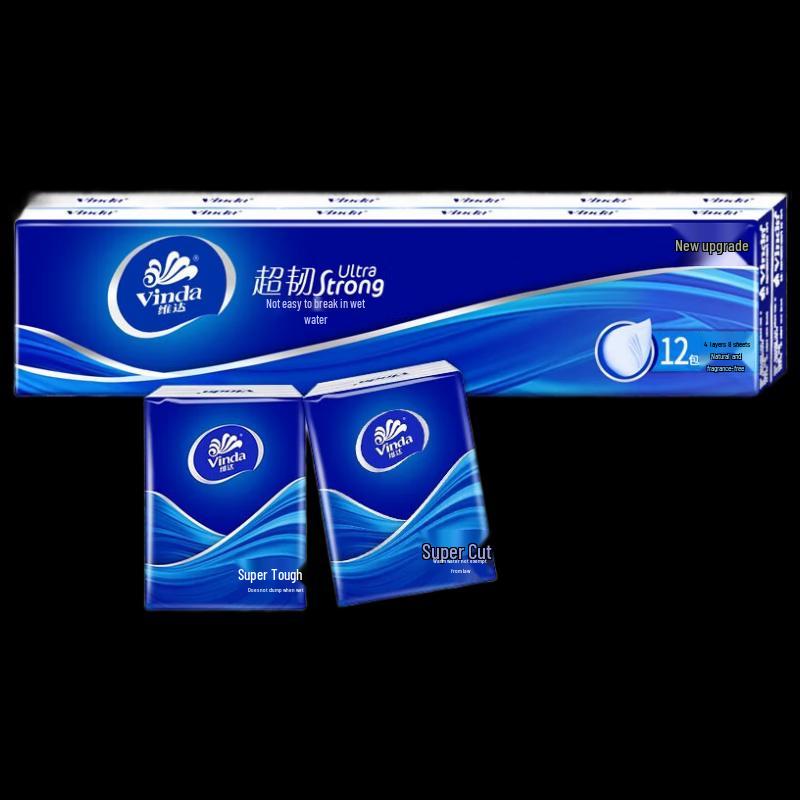 Vinda Ultra-Strong 4-Ply Unscented Mini Handkerchief Tissues