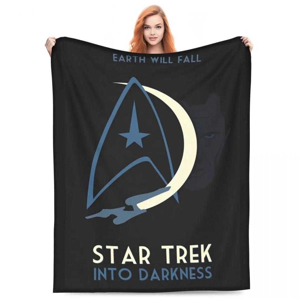 Deep Space Nine Flannel Throw Blanket with Station Logo Warm Plush Quilt for Bed or Couch xcm