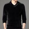 Имитация норки бархат зима новый теплый свитер мужской V-образный вырез ленивый стиль корейский стиль персонализированный нижний свитер тенденция