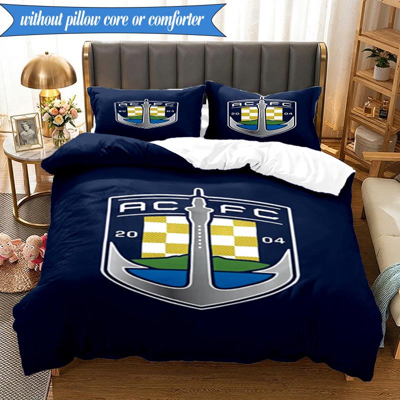 3PCS Auck-land Football Club Printed Soft Bedding Set,Including 1pc Duvet Cover And 2pcs Pillowcases Perfect for Bedroom, Dormitory, Fan gift
