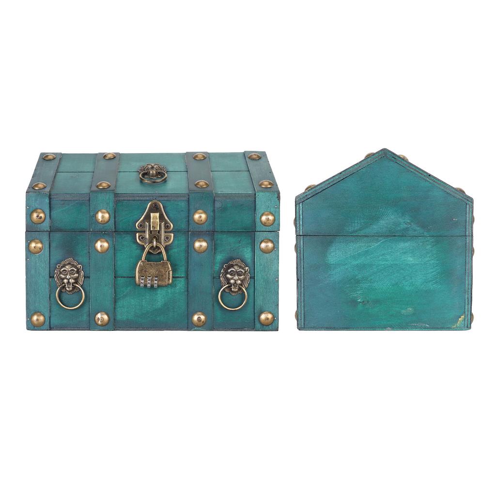 Treasure Chest Storage Box with Combination Lock Handcraft Exquisite Wood Treasure Box for Jewelry