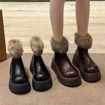 Northeast fur интегрированные зимние сапоги женские зима 2025 новые нескользящие теплые на толстой подошве большие хлопковые туфли