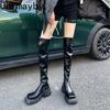 Fashion Elastic Slimming Women Over The Knee High Boots Fashion Back Zippers Shoes Square Heel Autumn Winter Ladies Knight Long Booties