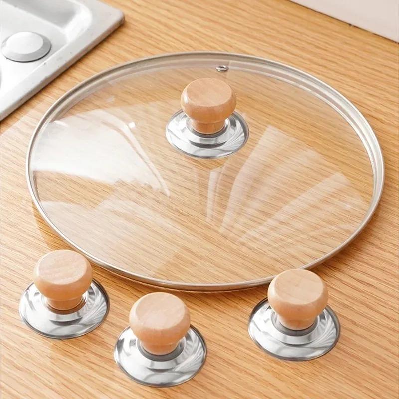 Universal Pot Lib Knobs Caps Wooden Heat-Resistant Cooking Pan Lid Covers Replacement Lifting Handle Kitchen Cookware Handgrip