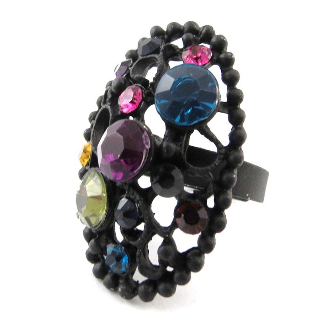 Les Trésors De Lily [J2042] - Дизайнерское кольцо "Сисси" черное разноцветное