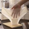1/3 PCS Women's Ice Silk Low Waist Summer Transparent Thin Panties Sexy Breathable Solid Color Wavy Edge Breifs